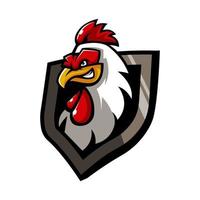 Poulet coq mascotte logo design illustration vecteur isolé sur fond blanc