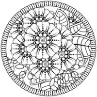 motif circulaire en forme de mandala avec fleur pour henné, mehndi, tatouage, décoration. vecteur