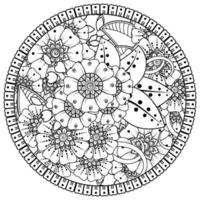 motif circulaire en forme de mandala avec fleur pour henné, mehndi, tatouage, décoration. vecteur