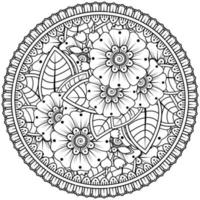 motif circulaire en forme de mandala avec fleur pour henné, mehndi, tatouage, décoration. vecteur