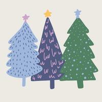 multicolore abstrait Noël des arbres isolé sur blanc Contexte vecteur