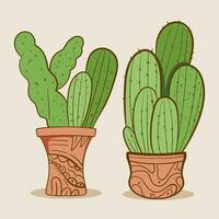 plante pièce vert cactus. mignonne vert cactus dans fleur des pots plat, dessin animé style. vecteur illustration blanc Contexte. élément conception.