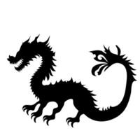 noir silhouette de une dragon sur une blanc Contexte. vecteur illustration. chinois Nouveau année de une dragon.