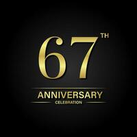 67ème anniversaire fête avec or Couleur et noir Contexte. vecteur conception pour célébrations, invitation cartes et salutation cartes.