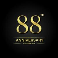 88ème anniversaire fête avec or Couleur et noir Contexte. vecteur conception pour célébrations, invitation cartes et salutation cartes.