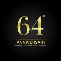 64ème anniversaire fête avec or Couleur et noir Contexte. vecteur conception pour célébrations, invitation cartes et salutation cartes.
