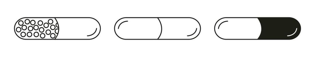 ensemble de capsule médicaments Icônes isolé vecteur noir contour illustration sur blanc Contexte