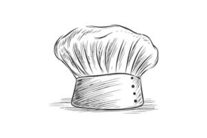 chefs chapeau logo esquisser main tiré dans griffonnage style. vecteur illustration conception.