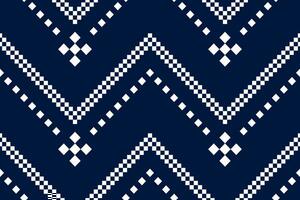 indigo marine bleu géométrique traditionnel ethnique modèle ikat sans couture modèle frontière abstrait conception pour en tissu impression tissu robe tapis rideaux et sarong aztèque africain Indien indonésien vecteur