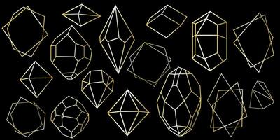 cristal diamant forme. géométrique prime briller icône, polygone mosaïque forme améthyste gemme quartz pierre ligne art style vecteur