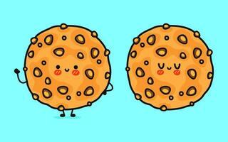 flocons d'avoine biscuits. vecteur main tiré dessin animé kawaii personnage illustration icône. isolé sur bleu Contexte. flocons d'avoine biscuits personnage concept