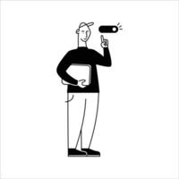 homme avec vidéo caméra. plat style vecteur illustration sur blanc Contexte.