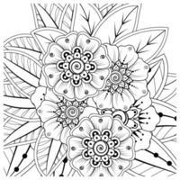 ornement décoratif de fleur de mehndi dans le style oriental ethnique, ornement de griffonnage, dessin de main de contour. page de livre de coloriage. vecteur