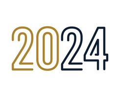2024 content Nouveau année abstrait bleu et marron graphique conception vecteur logo symbole illustration