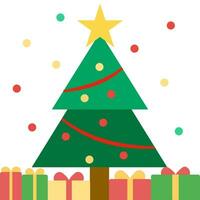 content Nouveau année affiche conception. décoré Noël arbre avec cadeau. vecteur