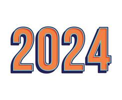 2024 content Nouveau année abstrait bleu et Orange graphique conception vecteur logo symbole illustration