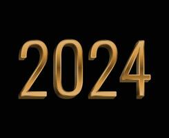 2024 content Nouveau année abstrait or graphique conception vecteur logo symbole illustration avec noir Contexte