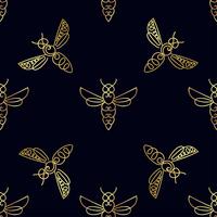 Modèle sans couture avec abeille d&#39;or vecteur