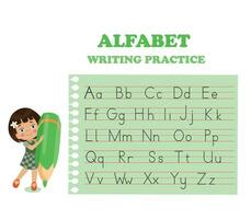 alphabet des lettres tracé feuille de travail avec tout alphabet des lettres. de base l'écriture entraine toi pour Jardin d'enfants des gamins vecteur