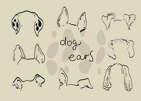 oreilles de chien de compagnie contour dessin doodle sketh vecteur icône illustration