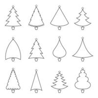Noël arbre contour Icônes ensemble. linéaire style symboles collection, vecteur graphique
