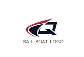 lettre q logo voile bateau logo vecteur