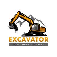 excavatrice logo conception pour construction entreprise, lourd équipement travail, transport véhicule exploitation minière vecteur