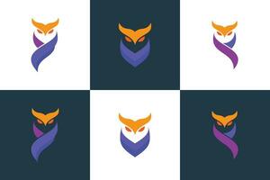 ensemble de hibou tête logo conception avec Créatif concept vecteur