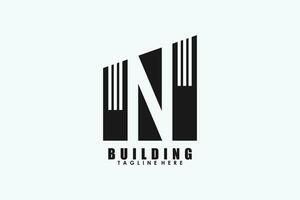 bâtiment logo conception avec lettre n Créatif concept vecteur