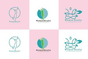 ensemble de femme sain logo conception la vie vecteur