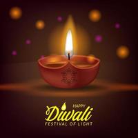 diwali festival de lumière de l'inde avec lampe à huile vecteur