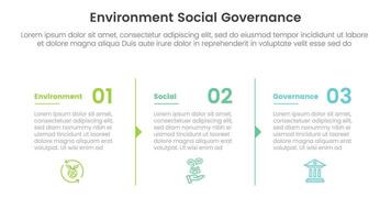 esg environnement social et la gouvernance infographie 3 point étape modèle avec colonne la description La Flèche contour concept pour faire glisser présentation vecteur