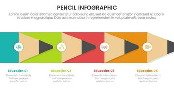 crayon éducation infographie 4 point étape modèle avec crayon comme La Flèche droite direction pour faire glisser présentation vecteur