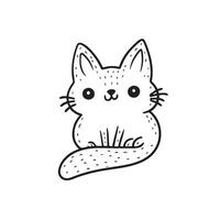 capricieux noir et blanc illustration de une chat, parfait pour coloration, ligne dessin style vecteur