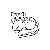 capricieux noir et blanc illustration de une chat, parfait pour coloration, ligne dessin style vecteur