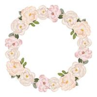 bordure de couronne de fleurs rose pastel aquarelle vecteur