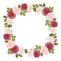 peinture de cercle de couronne de fleur rose aquarelle vecteur