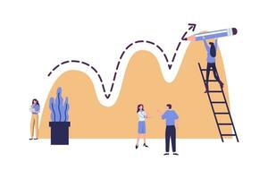 affaires promotion, décollage sur le carrière échelle, Les données une analyse et investissement infographie Aperçu vecteur