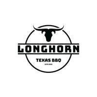 Texas longhorn ranch un barbecue logo conception concept idée vecteur