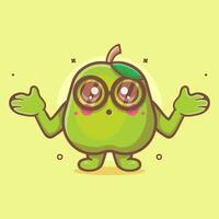 marrant goyave fruit personnage mascotte avec confus geste isolé dessin animé dans plat style conception vecteur