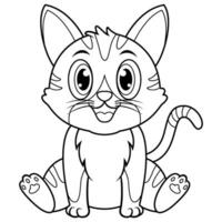 mignonne chat dessin animé séance ligne art vecteur