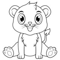 illustration de mignonne bébé Lion dessin animé séance ligne art vecteur