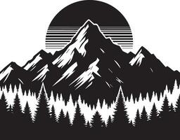 Montagne avec forêt vecteur silhouette illustration noir Couleur