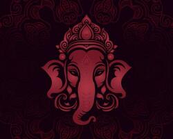 rouge et noir Indien l'éléphant tête conception vecteur