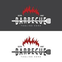 barbecue logo conception bar restaurant chaud gril Feu logo et spatule Facile illustration vecteur