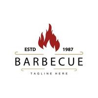 barbecue logo conception bar restaurant chaud gril Feu logo et spatule Facile illustration vecteur