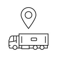 un camion carte emplacement ligne icône vecteur illustration