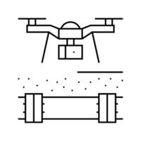 pipeline inspection drone ligne icône vecteur illustration