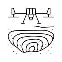 exploitation minière opérations drone ligne icône vecteur illustration