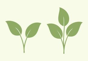 vert feuilles icône ensemble isolé vecteur illustration.